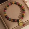 Natural tourmaline jade bracelet, women's niche, light luxury, retro moon rabbit pendant, lucky charm, exquisite jewelry wholesale and consignment gift Application Scenario